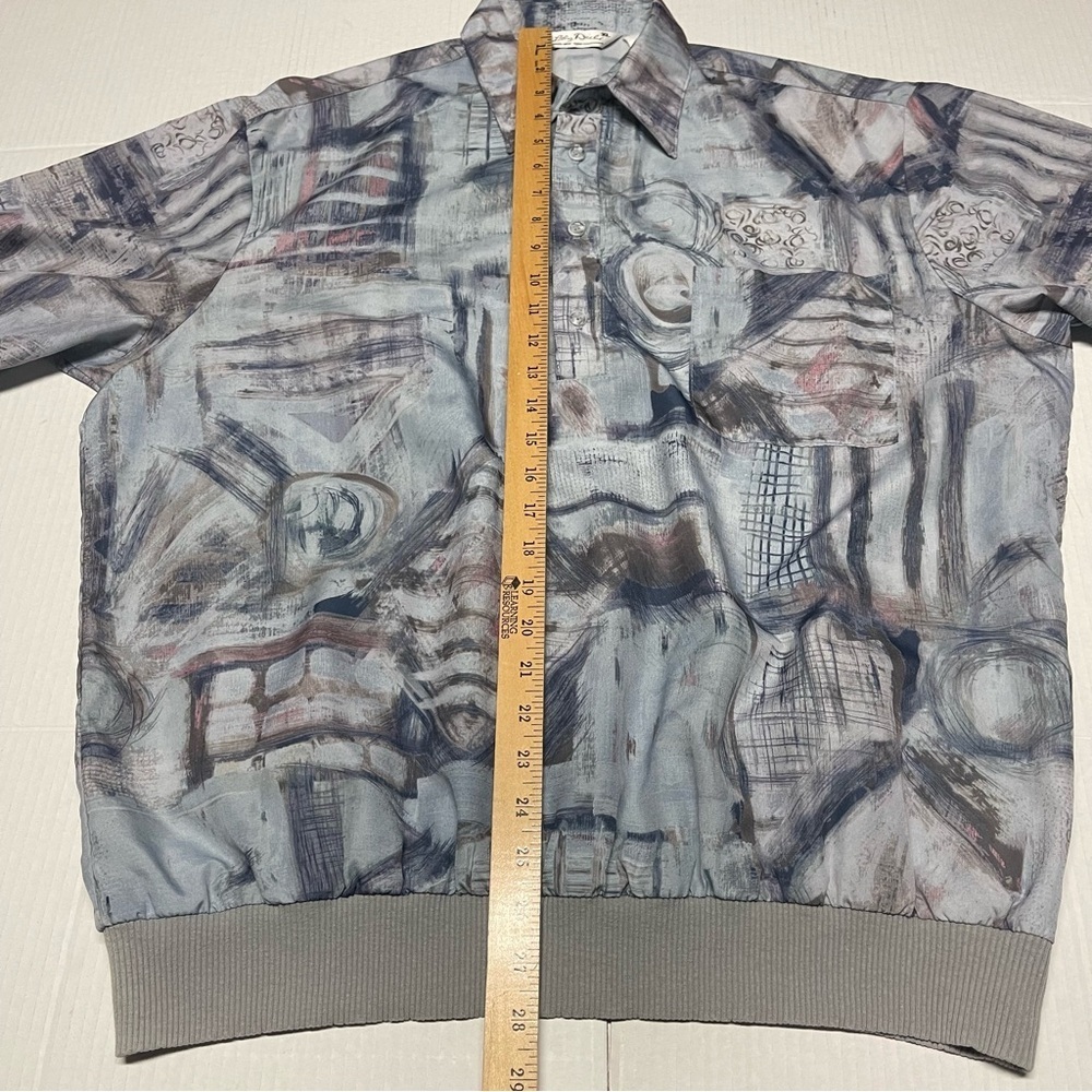 Lilly Dache Vintage Mens Polo Shirt Size XL Collar 70s 80s Art Abstract Print - Picture 6 of 6